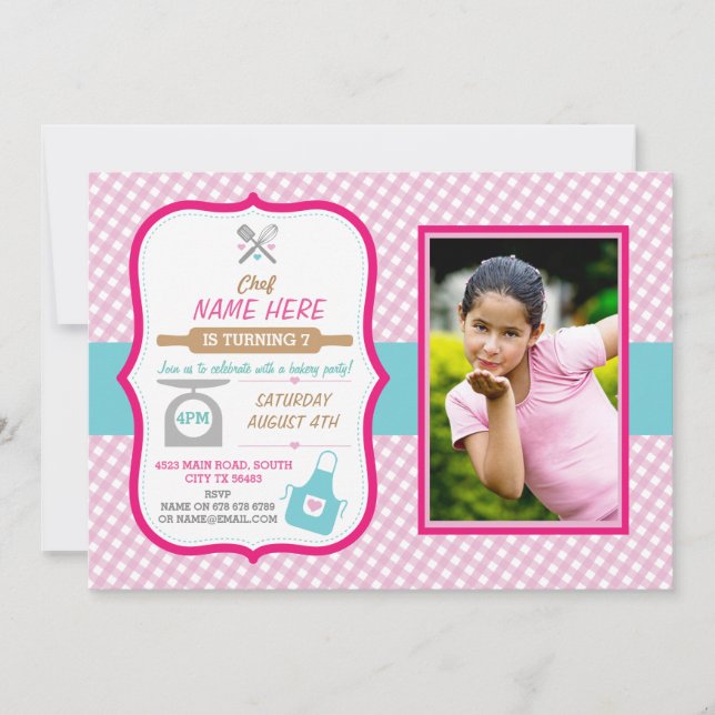 Bakery Baking Any Age Birthday Party Girls invite (Front)