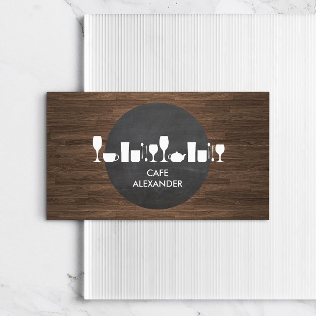 Bakery, Bar, Cafe Life on Rustic Background Business Card (Creator Uploaded)