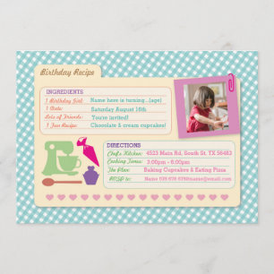 Bakery Birthday Baking Photo Recipe Card Party