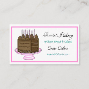 Bakery Birthday Cake Teal and Pink Business Card