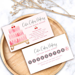Bakery Blush Pink Cake Pastry Chef Simple Modern Loyalty Card
