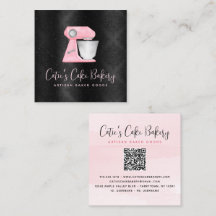 Bakery Blush Pink Kitchen Mixer QR Code on Black