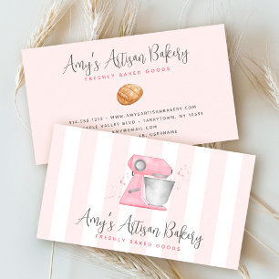 Bakery Blush Pink Kitchen Stand Mixer Stripes Chef Business Card