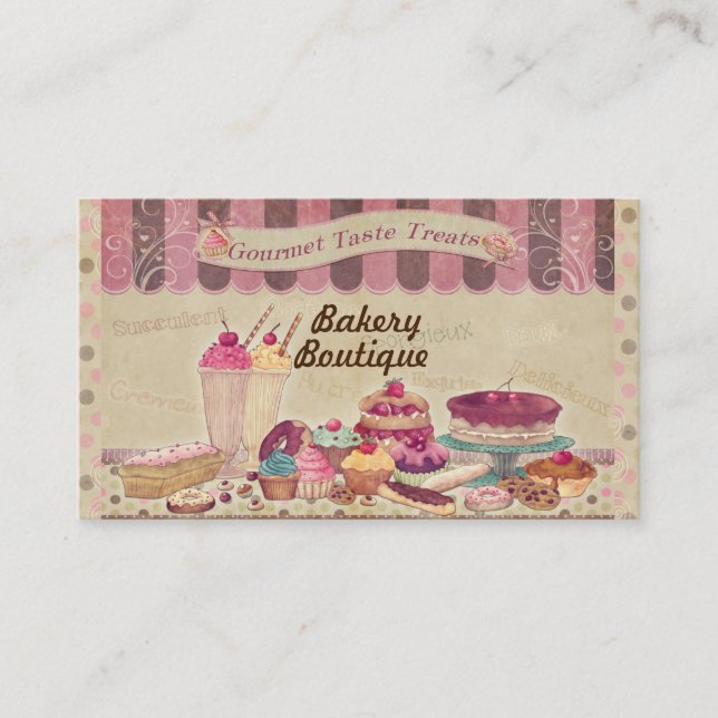 Bakery Boutique Cakes & Patisserie Business Card (Front)