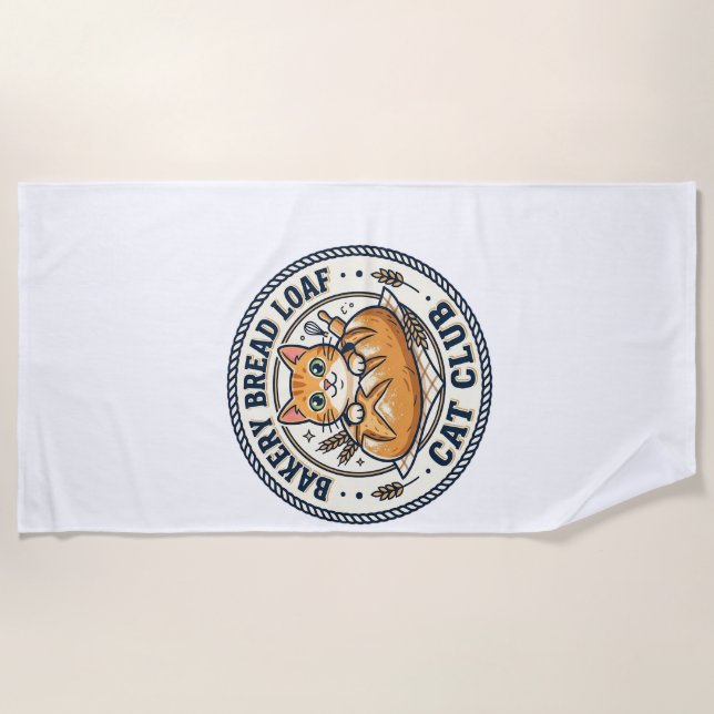 Bakery Bread Loaf Cat Cat Mum Gift Idea - Bakery B Beach Towel (Front)