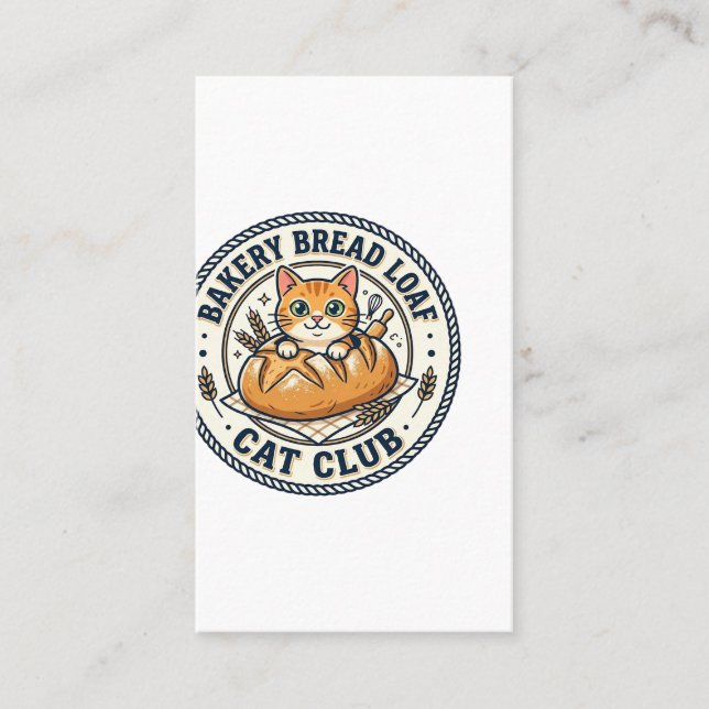 Bakery Bread Loaf Cat Cat Mum Gift Idea - Bakery B Business Card (Front)
