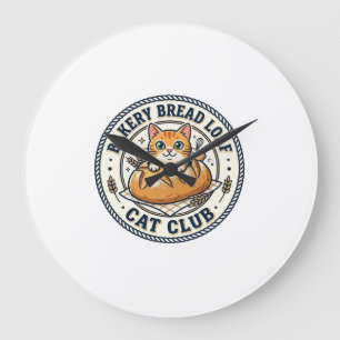 Bakery Bread Loaf Cat Cat Mum Gift Idea - Bakery B Large Clock