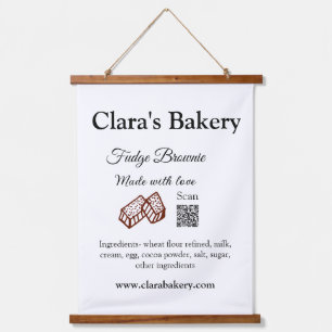 Bakery brownie add ingredients made with love q r  hanging tapestry