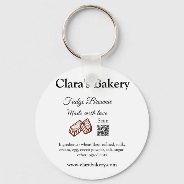 Bakery brownie add ingredients made with love q r  key ring (Front)