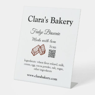 Bakery brownie add ingredients made with love q r pedestal sign