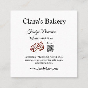 Bakery brownie add ingredients made with love q r square business card