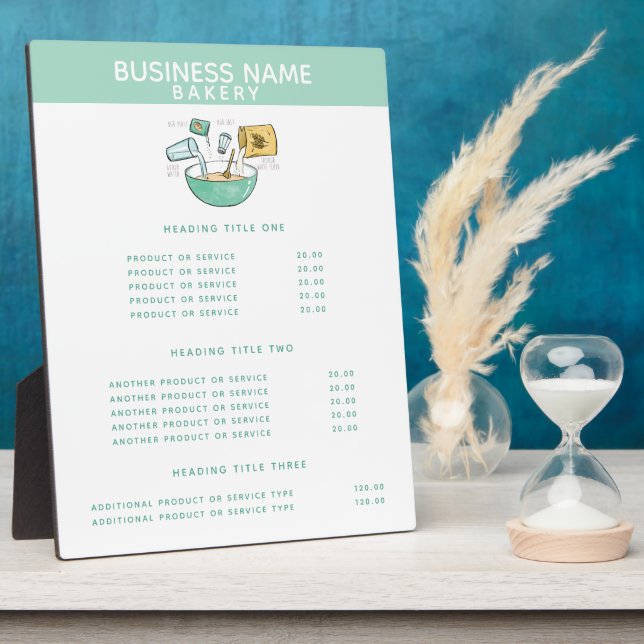 Bakery Busines | Pricing & Services Display Plaque (Side)