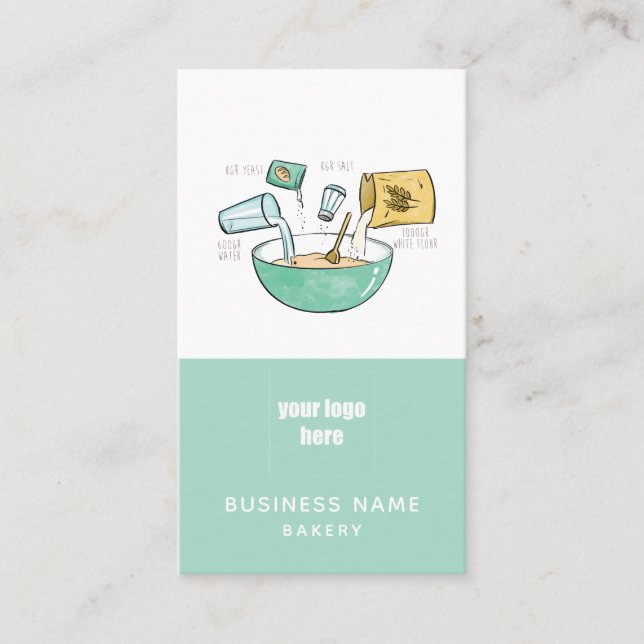 Bakery Business Bread Recipe Illustration Logo Card (Front)