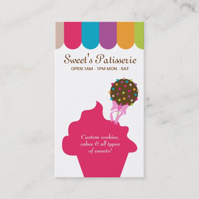 Bakery Business Card Cake Pop Dots Canopy (Front)