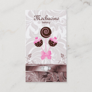 Bakery Business Card Cake Pops Swirls Pink Brown