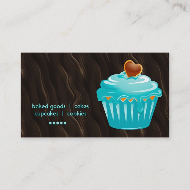 Bakery business card cupcake blue chocolate brown (Front)
