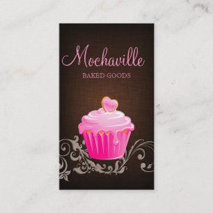 Bakery Business Card Cupcake Linen Brown 2