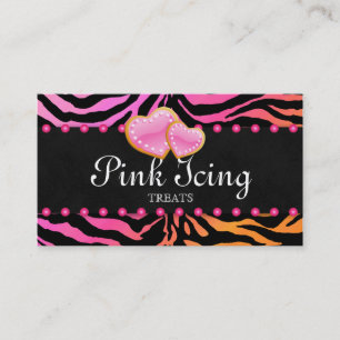 BAKERY Business Card Zebra Pink Dots Orange Pink