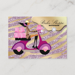 Bakery Business Card Zebra Pink Gold Sparkle Boxes