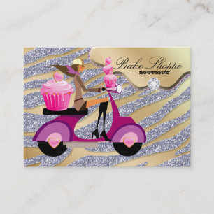 Bakery Business Card Zebra Silver Gold Sparkle