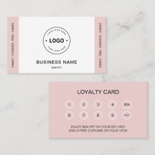 Bakery Business Logo White Pink Loyalty Card