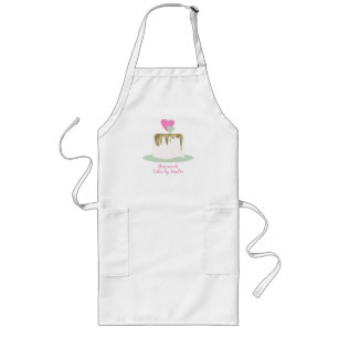 Bakery Business Tier Wedding One Layer Cake Logo Long Apron