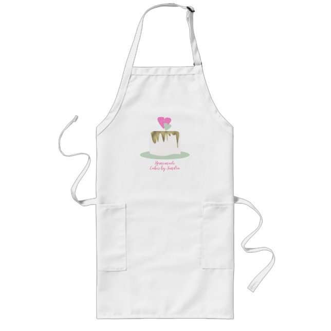 Bakery Business Tier Wedding One Layer Cake Logo Long Apron (Front)