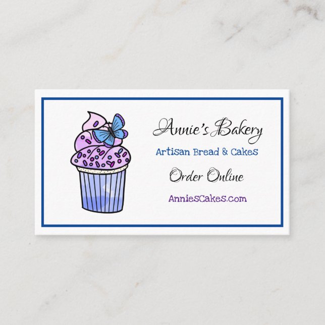 Bakery | Butterfly Cupcake Business Card (Front)