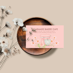 Bakery Cafe Cake Maker Homemade Food Logo Pink Business Card