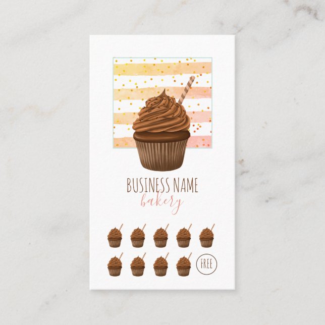 Bakery Cafe Cupcake Baker Pastry Chef Caterer Loya Loyalty Card (Front)