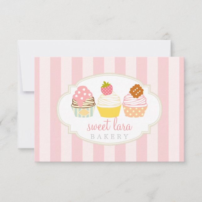 Bakery Cafe Retro Sweet Cupcakes Cute Gift Card (Front)