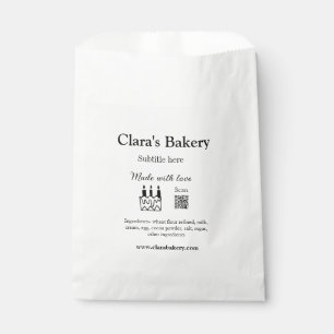 Bakery cake add ingredients made with love q r  favour bags