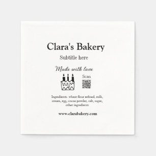Bakery cake add ingredients made with love q r napkin