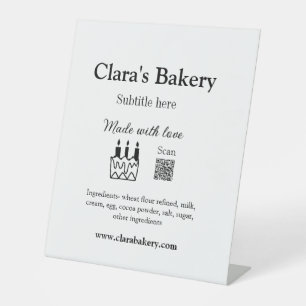 Bakery cake add ingredients made with love q r  pedestal sign