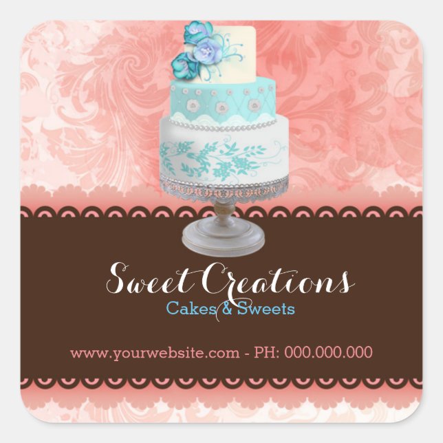 Bakery Cake Business Sweet Creations Square Sticker (Front)