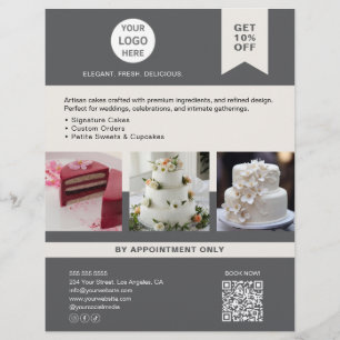 Bakery Cake Custom Logo Grey Business Flyer