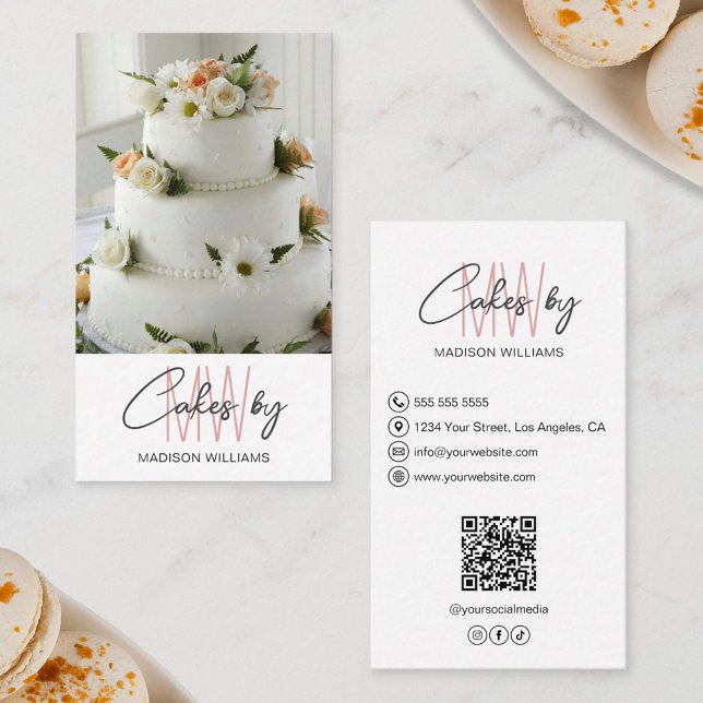 Bakery Cake Custom Monogram Logo Business Card (Bakery Cake Custom Monogram Logo Business Card)