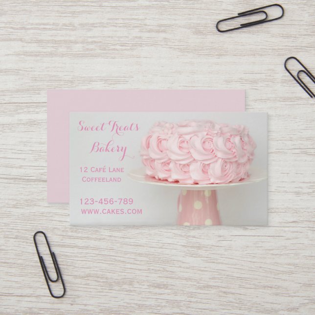 Bakery cake cute pink icing cake business card (Front/Back In Situ)