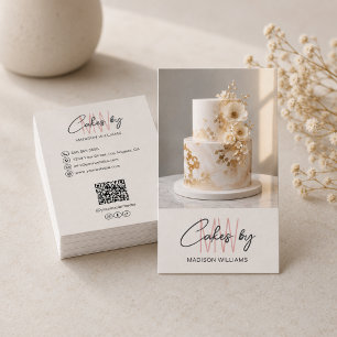 Bakery Cake Pastry Chef Monogram Logo QR Business Card
