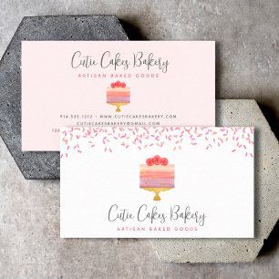 Bakery Cake Pink Ombre Sprinkles Pastry Dessert Business Card