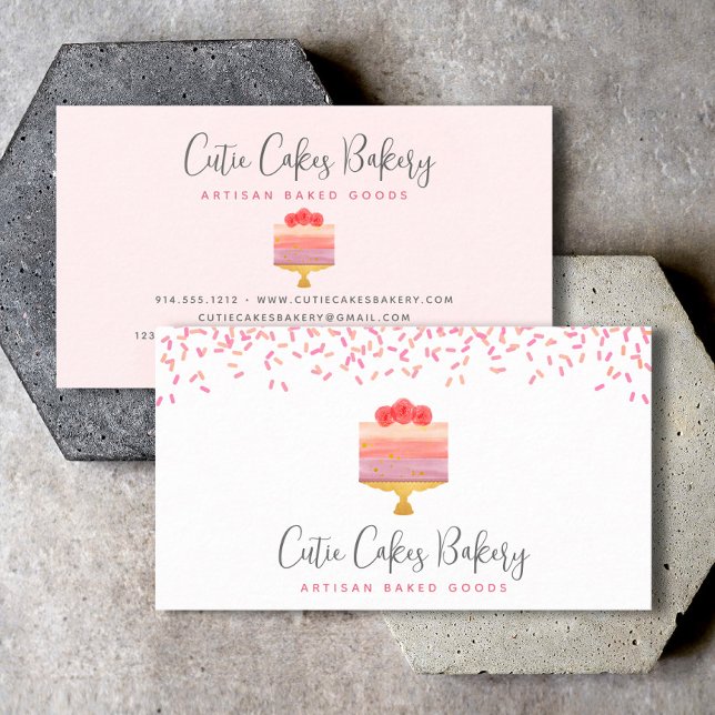 Bakery Cake Pink Ombre Sprinkles Pastry Dessert Business Card (Creator Uploaded)