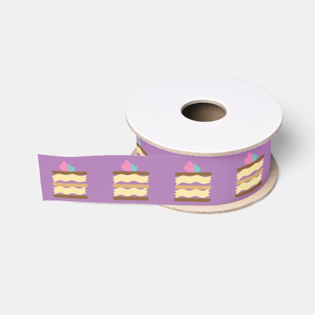 Bakery Cake Slice with Hearts Grosgrain Ribbon (Spool)