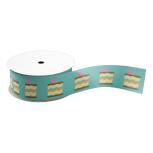 Bakery Cake Slice with Hearts Grosgrain Ribbon