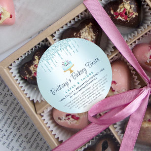 Bakery Cake Turquoise Pastry Glitter Drips Legal Classic Round Sticker