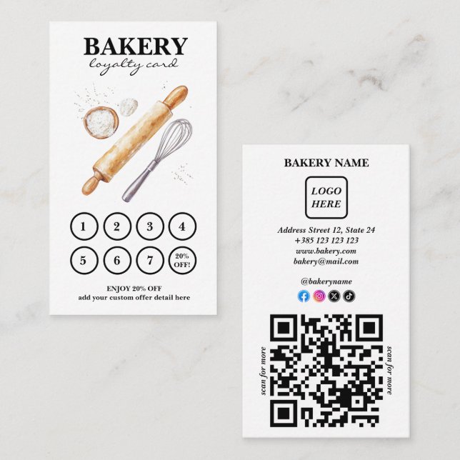 Bakery Cakes QR Code Loyalty Card (Front/Back)