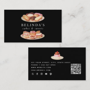 Bakery Cakes Sweets Baking QR Code Social Media Business Card