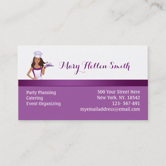 Bakery Cater Party Planner Business Card Template (Front)