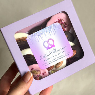Bakery Catering Pastry Chef Purple Glitter Drips Square Sticker