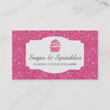 Bakery & Catering Pink Glitter Business Cards