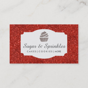 Bakery & Catering Red Glitter Business Cards